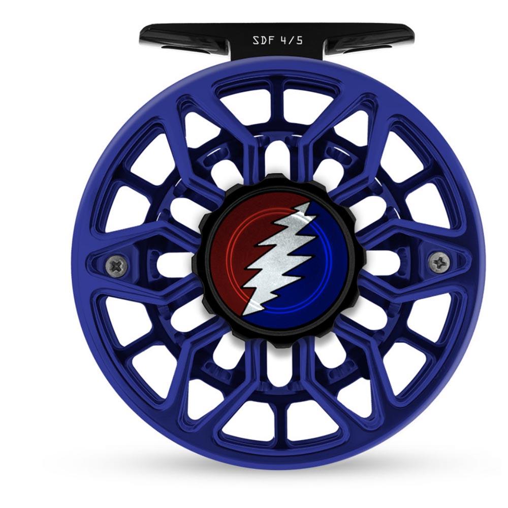 Abel SDF 6/7 Reel Ported in Blue III and Grateful Dead Lightning Bolt